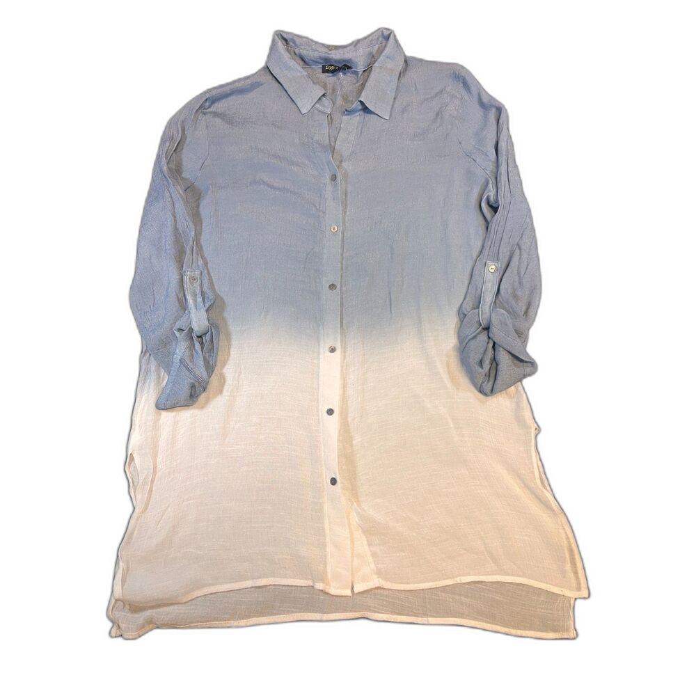 Women's Park and Main Blue Ombre Button Down Tunic 2X